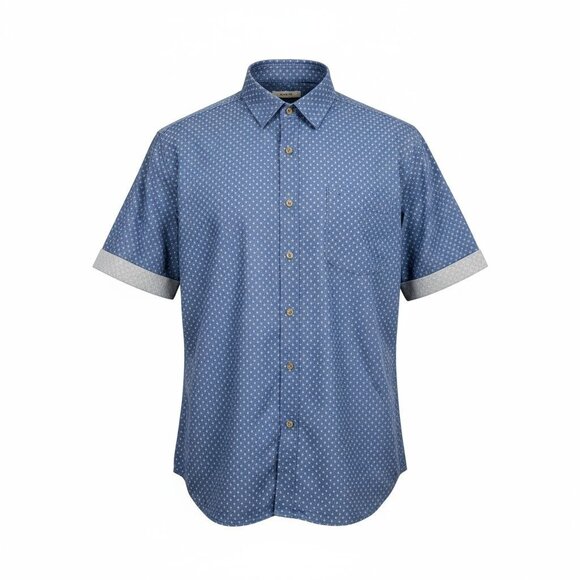 Moda Campia Mens Blue Short Sleeve Button-Up Shirt XXL 100% Cotton Classic Fit W - Picture 1 of 12